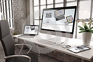 industrial office mockup responsive interface website design