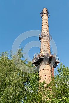 Industrial old brick chimney