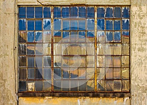 Industrial, Old Window with Reflection for Background