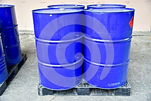 Industrial Paint Thinner Drums on a Pallet
