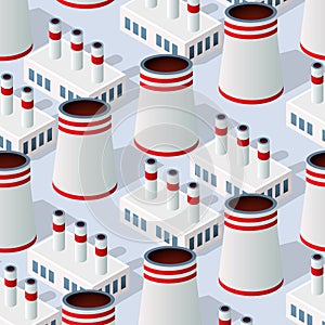 Industrial pattern of the 3d illustration of industrial objects plant, factories