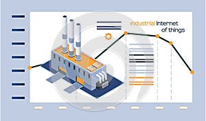 Industrial performance graph. Factory with manufacturing equipment using digital technologies