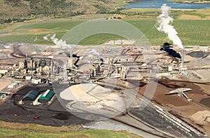 An industrial phosphate mine processing facility.