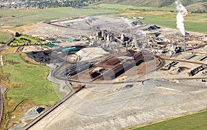 An industrial phosphate mine processing facility.