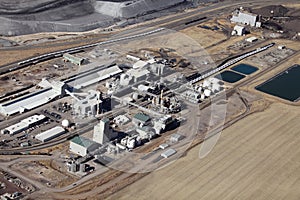 An industrial phosphate mine processing facility.