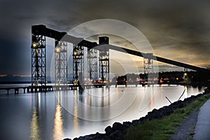 Industrial pier at night