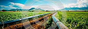 industrial pipeline carrying water for irrigation, contributing to agricultural activities. Generative AI