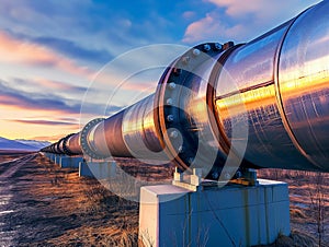 Industrial Pipeline at Sunset