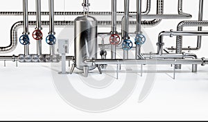 Industrial Pipes with Boiler and Valves