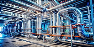 Industrial pipes Building piping systems an array of different pipes and piping systems on a building Generative AI