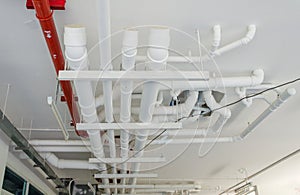 industrial pipes at plumbing on the building