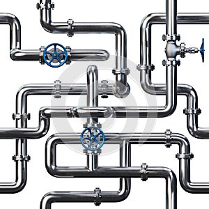 Industrial Pipes with Valves Seamless Background