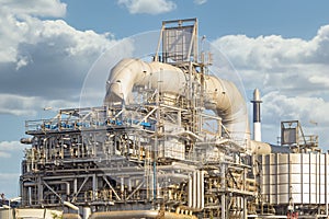 Industrial plant with blue sky background.