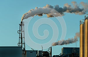 Industrial Plant damaging the environment by emissions of toxic gases into the atmosphere.