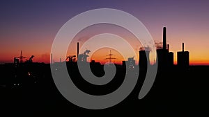 industrial plant power station at sunset and Twilight sky view