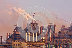 Industrial plant with smoke