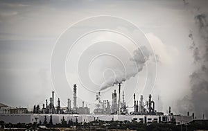 Industrial Plant with Smoke Stacks and Pollution