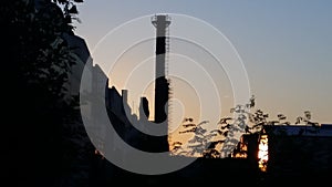Industrial plant at sunset, silhouettes and light 7