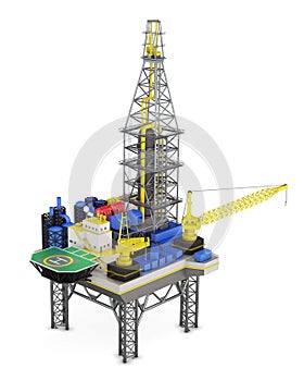 Industrial platform offshore isolated. 3d rendering
