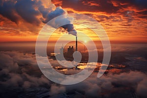 Industrial pollution chimney air sky environment power environmental smog factory smoke plant ecology