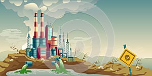 Industrial pollution of environment cartoon vector