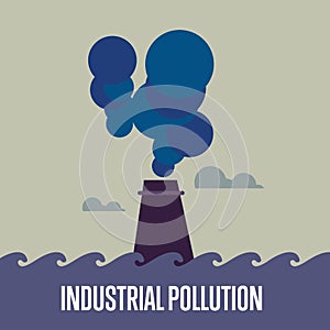 Industrial pollution. Factory with smoke stack