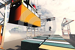 Industrial Port 3D render 1