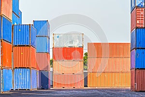 Industrial port with containers