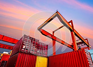 Industrial port with containers