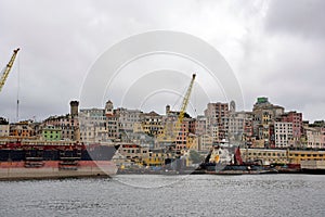 The industrial port Genoa Italy