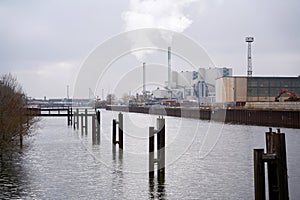 Industrial port in the north of the city of Magdeburg