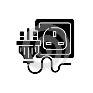 Industrial power outlet black glyph icon