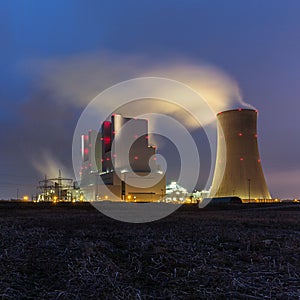 Industrial powerplant at night