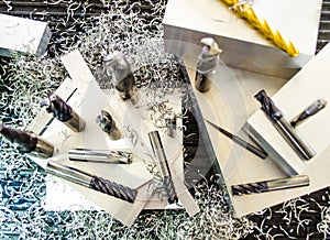 Industrial precision tools for metalworking industry. CNC cutters and drills.