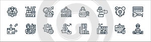 industrial process line icons. linear set. quality vector line set such as worker, manufacture, growth, distribution, workflow,