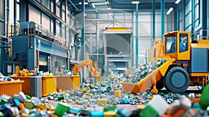 Industrial Recycling Plant: Workers Sorting Waste for a Cleaner Future