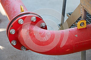 Industrial red pipe and flange