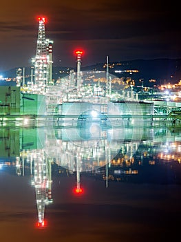 Industrial refinery at night