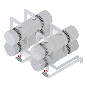 Industrial refinery plant tanks icon, isometric style