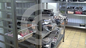Industrial refrigerators for storage of salads and other food products.