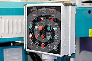 Industrial remote control panel close up