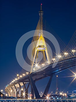 Industrial ring bridges in Bangkok under twilight sky