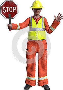 Industrial Road Construction Worker, Isolated