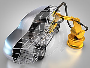 Industrial robot with car