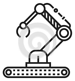 Industrial robot hand icon. Manufacture automation symbol