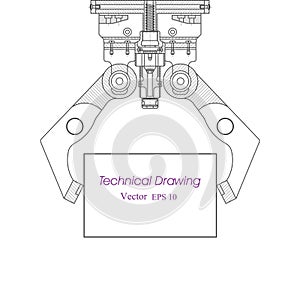 Industrial robot manipulator.Mechanical Engineering drawing .Robotic arm .Computer aided design systems.Industrial Technology Ban