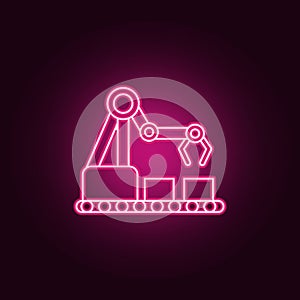 Industrial robot production robot icon. Elements of artifical in neon style icons. Simple icon for websites, web design, mobile