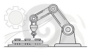 Industrial Robotic Arm Working on a Production Line, vector design Generative AI