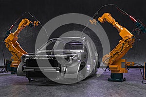 Industrial robots, car production