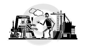 Industrial Robots and Human Collaboration Vector, vector design Generative AI